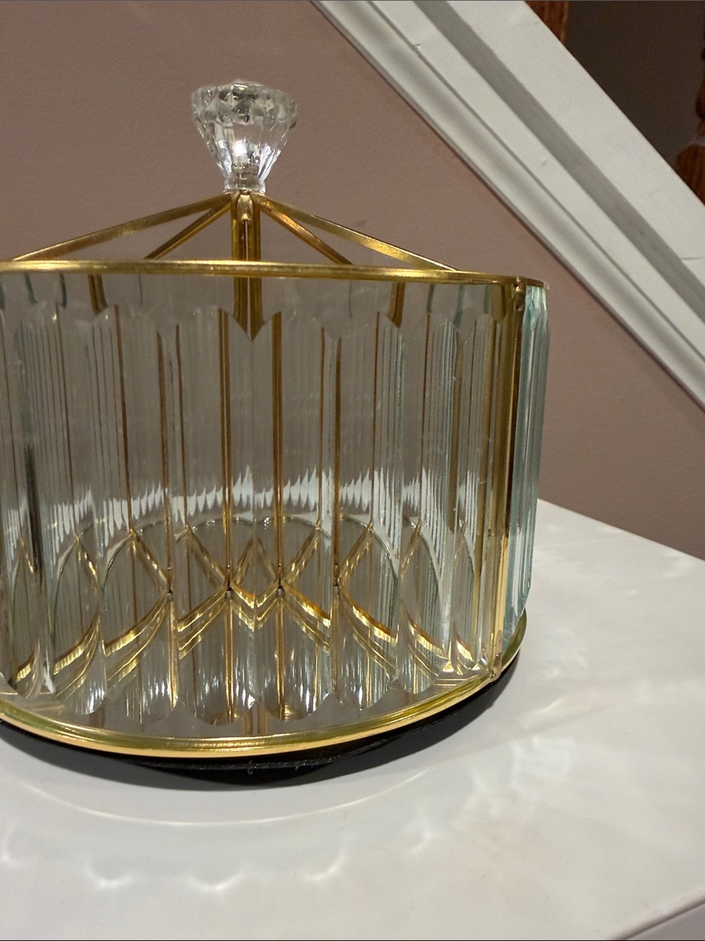 Acrylic and Gold-tone Decorative Vanity, Bath, Home Office Rotating Organizer - Picture 3 of 10